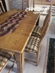  3 طقم سفره طاوله كبيره +6 كراسي + بفيه 3درفه انتيك خشب بلوط
