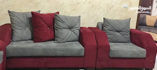  1 كنب تفصيل شبه جديد 9 مقاعد خمري وسكني