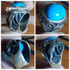  9 مجموعة مميزة من خواتم الفضة الخالصة احجار طبيعية   احجار عقيق، ياقوت، فيروز، اوبال، مازونايت، زفير،