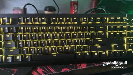  5 razer keyboard black widow v4 yellow switches , mouse razer basilisk