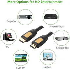  4 UGREEN HD101 HDMI Round Cable 3m- Yellow &Black وصلة اتش دي 3 متر