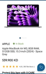  1 Macbook Air m3 15inch ram8gb ssd 512gb 2 cycle with 1 year warranty for sale