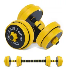  9 20 kg dumbbells new only silver cast iron with the bar yellow color arrived and silver