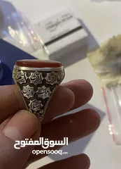  4 خاتم عيقي يمامي فضه ايراني