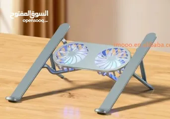  2 N3 Adjustable Aluminum Laptop Stand with Cooling Fan -Grey قاعدة لابتوب مع مروحة تبريد