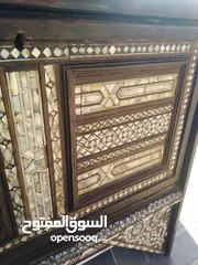  4 Antique 19c. Syrian mosaic mirror and chestمرآة عتيقة وصدر الموزاييك
