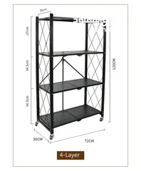  1 4 Tier Foldable Storage Shelf with Wheels