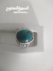 2 خاتم فضة 925 منقوش حجر الفيروز الأخضر التفاحي الطبيعي القياس 28 الوزن 9غرام حجر الفيروز نيشابوري