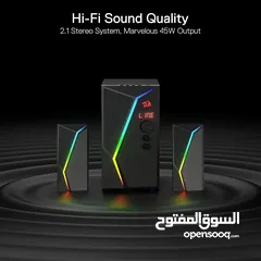 1 Redragon GS520 PRO Computer Gaming Speakers with Subwoofer, 2.1 Channel RGB سماعات مع اضاءة صوت صح
