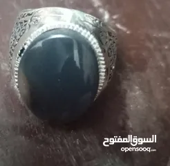  3 خاتم عقيق يماني اسود