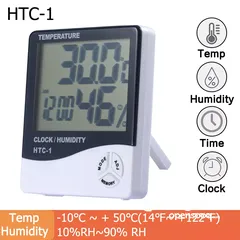  1 ميزان حرارة و رطوبة ساعة قياس درجه الحراره و الرطوبه شاشه LCD وساعه ومنبه يستخدم داخلي وخارجي رطوبه