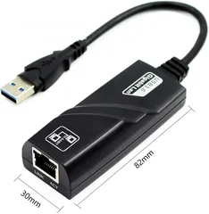  2 محول إيثرنت أنثى USB 3.0 ذكر A إلى RJ45 يربط الكمبيوتر أو الكمبيوتر اللوحي بجهاز راوتر أو مودم