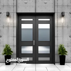  7 main entrance door, majlis door cast aluminium design, sliding gate outside, Riling