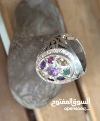  4 خاتم فضة مميز مع احجار الكريمة  special ring from silver 925 and precious gemstones