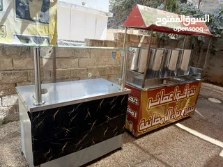  6 طاولات ستانلس وعرباية عصير