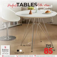  6 طاولة خشب دائرية أرجل كروم
