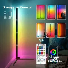  1 اضاءة حائط للغرف شكل زاوية RGB مع تحكم على التطبيق كامل Modern LED Floor Lamp RGB Corner Decoration