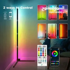  1 اضاءة حائط للغرف شكل زاوية RGB مع تحكم على التطبيق كامل Modern LED Floor Lamp RGB Corner Decoration