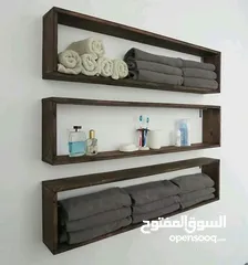  27 رف خشب شاشه ومطبخ وحمام وديكور حائط وستاند مكياج وجلاتين وغيره