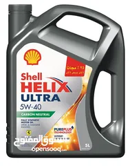  3 زيت محرك شل الترا 5W-40 لمحركات الديزل والبنزين محايد للكربون 5 لتر Shell Helix Ultra