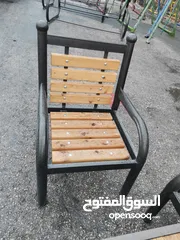  7 طقم مقاعد وبنشات حديقة حديد وخشب سويد رباعي مع طاولة