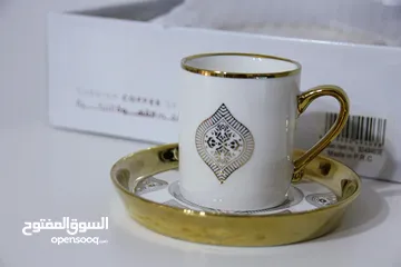  2 طقم فناجين قهوة ابيض مذهب فاخر Golden white coffee cups set