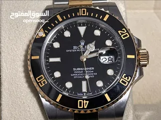  3 ساعة Rolex Submariner Silver and Gold Oyster Bracelet wBlack Bezel فيرست كوبي