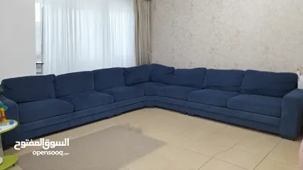  1 For Sale: 7-Seater Blue Corner Sofa