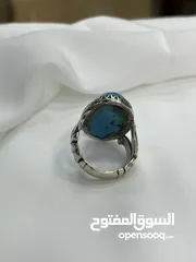  20 *خاتم فضة بحجر فيروز طبيعي نيشابوري – عيار 925، وزن 16.5 جرام*