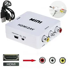  1 AV to HDMI Converter   محول صوت وصورة بجودة 1080 وبسرعة تردد نقل سريعة