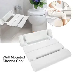  2 كراسي استحمام على الجدار دش استحمام قابل للطي يثبت على الحائط بتصميم اوراق شجر منسدلة، مقعد حمام قاب