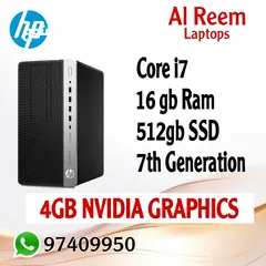  1 Hp Desktop 4gb NVIDIA Graphics Core i7 -16gb Ram 512gb ssd