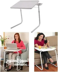  2 طاولة اكل متحركة 52 سم طاولات دراسه تيبل ميت مع حامل كاس و كوب متعددة الاستخدامات Folding Portable T