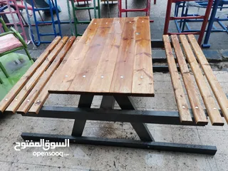 10 مقاعد حديقة ثلاثي فاخر حديد وخشب سويد مقاس متر ونص في 60 سم. خدمة التوصيل لجميع المحافظات