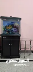  1 Fish Tank with Cupboard and Glass corner table