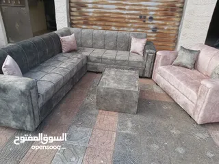  8 عرض خاص كورنر حرف L مع كنبة مزدوجة 9 مقاعد