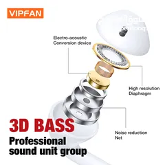  4 سماعه اذن اصلي  مدخل AUX 3.5 عالي الجودة  AUX Input VFan M04 Earphone Original Lightning Chip