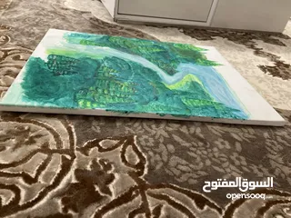  4 رسمتي للشلال وسط الانهار مشروع طالبه جامعية الرسمه