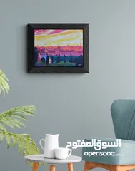  3 لوحة فنية: القدس في الغروب للفنانة نور إبراهيم