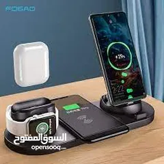  1 - FUNCTION APPLE CHARGING DOCK WITH WIRELESS CHARGING شاحن متعددة الوظائق مع ويرلس للابل 