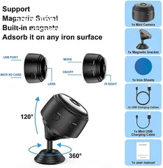  1 ((السعر الموجود للحبتين))كاميرا التجسس الخفية اللاسلكية مع الرؤية الليلية والكشف عن الحركة