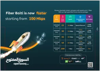  1 Omantel Fibre Wifi Internet Connection Available