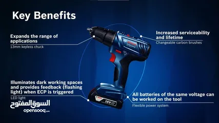  3 BOSCH Professional Cordless drill/driver (GSR 180-Li) with 2 x battery GBA 18V 2.0Ah & Charger GAL12