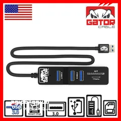 11 USB 3.0 Hub 3 Port Charger Data Sync SD TF Card Reader for PC Mac Laptop Desktop