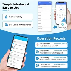  9 قفل ذكي ‏Razuvious، قفل باب ببصمة الإصبع،قفل دخول بدون مفتاح، تطبيق مجاني، بطاقة IC، للمنزل والمكتب