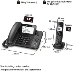  4 هاتف ارضي سلكي + لاسلكي بناسونك صناعة ماليزيا نظام راقي جدا  KX-TGF310