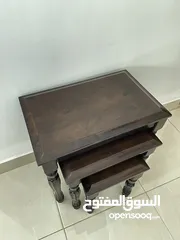  6 طاولات خشب بني راقية (طقم 3 طاولات متداخلة) – بسعر مغري!