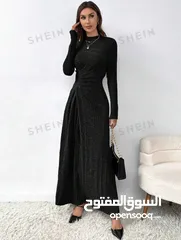  7 New Black Stand Up Collar Long Sleeves Dress / L