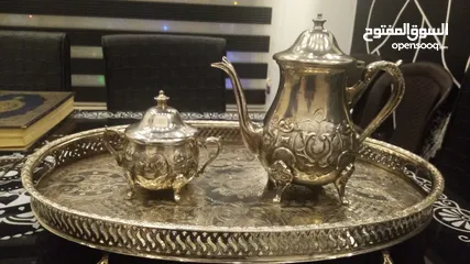  4 أواني فضيه درجه اولى لتقديم الشاي هاند ميد