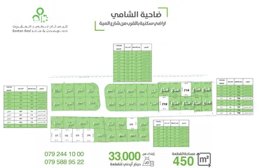  7 اراضي سكنية على شارع المية مباشرة / المساحات من 500 الى 1000 متر